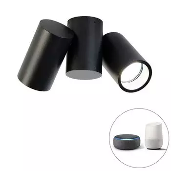 QAZQA - Design Smart Spot I Прожектор I Потолочный светильник I Потолочный светильник I Прожектор I Лампа I Черный регулируемый светильник с 2 лампочками Wi-Fi GU10 - Майкл Диммер I Диммируемая I Гостиная I Спальня -