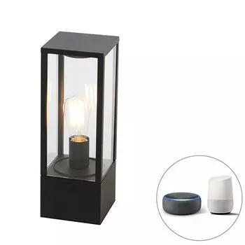 QAZQA - Design Smart стоячий уличный светильник I цоколь черный 40 см IP44, включая Wi-Fi ST64 - Диммер Charlois I с регулируемой яркостью I наружное освещение - продолговатый алюминий - подходит для светодиодов E27