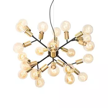 QAZQA - Дизайн современный подвесной светильник I Подвесной светильник I Подвесной светильник черный с золотом I Латунь 24 лампы - Juul I Гостиная I Спальня - продолговатая сталь - Подходит для светодиодов E27