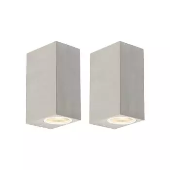 QAZQA - Дизайнерский набор из 2 современных настенных светильников для наружного освещения сталь I серебро I матовый никель IP44 - Baleno II I наружное освещение I Up & Down - алюминий прямоугольный - подходит для светодиодов GU10