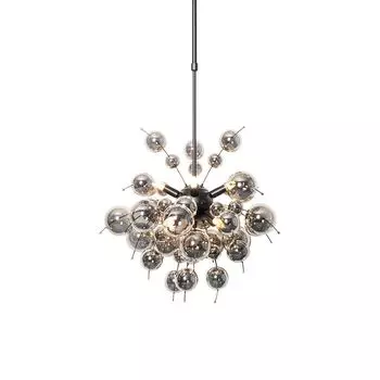 QAZQA - Дизайнерский подвесной светильник I Подвесной светильник I Подвесной светильник черный с дымчатым стеклом, 8 ламп - Explode I гостиная I спальня - круглый - светодиод подходит G9