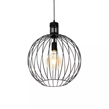 QAZQA - Дизайнерский подвесной светильник I Подвесной светильник I Подвесной светильник черный 40 см - Провод Dos I Гостиная I Спальня - стальной шар I сферический - Подходит светодиод E27