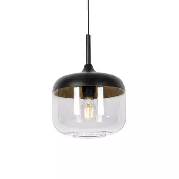 QAZQA - Дизайнерский подвесной светильник I Подвесной светильник I Подвесной светильник черный с золотом I Латунь и дымчатое стекло - Kyan I Гостиная I Спальня - круглый - Светодиод подходит E27, серый