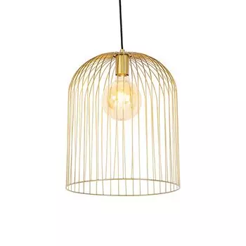 QAZQA - Дизайнерский подвесной светильник I Подвесной светильник I Подвесной светильник золото I Латунь - Стук проволоки I Гостиная I Спальня - Продолговатая сталь I Круглый - Светодиод подходит E27