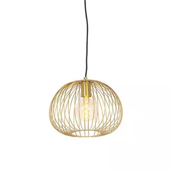 QAZQA - Дизайнерский подвесной светильник I Подвесной светильник I Подвесной светильник золото I Латунь - Проволочное тесто I Гостиная I Спальня - Стальной шар I Сферический I Удлиненный - Светодиод подходит E27