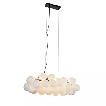 QAZQA - Дизайнерский подвесной светильник I Подвесной светильник I Подвесной светильник черный с опаловым стеклом, 8 лампочек, удлиненный - Увас I Гостиная I Спальня - удлиненный - Подходит для светодиодов G9, белый