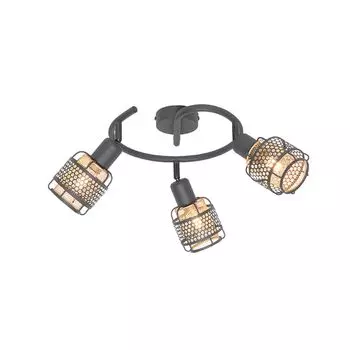 QAZQA - Дизайнерский потолочный светильник I Потолочный светильник I Лампа I Свет черный с золотом I Латунная точечная лампа с 3 лампами, круглая - Noud I Гостиная I Спальня - стальная круглая - Подходит для светодиодов E14