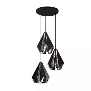 QAZQA - Industrial I Vintage I Industrial I Vintage I Подвесной светильник I Подвесной светильник I Подвесной светильник черный с сеткой на 3 лампы - Каркас I Гостиная I Спальня - Круглая сталь - Подходит для светодиодов E27