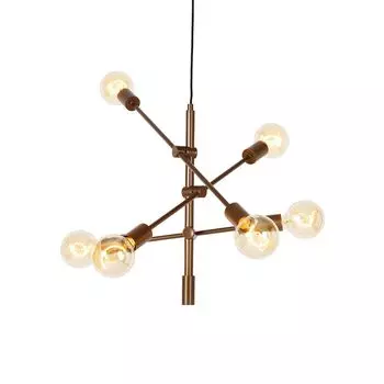 QAZQA - Industrial I Vintage I Industrial I Vintage I Подвесной светильник I Подвесной светильник I Подвесной светильник темно-бронзовый, 6 лампочек - Сидней I Гостиная I Спальня - Продолговатая сталь - Подходит для светодиодов E27, бронза