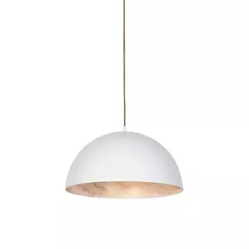 QAZQA - Industrial I Vintage I Industrial I Vintage I Подвесной светильник I Подвесной светильник I Полукруглый подвесной светильник белый с золотом I Латунь 35 см - Magna Eco I Гостиная I Спальня - Круглая сталь - Подходит для светодиодов