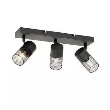 QAZQA — Industrial I Vintage I Industrial I Vintage ИК-прожектор потолочный, черный, с 3 лампами, регулируемое пламя — Jim I гостиная I спальня — продолговатая сталь — подходит для светодиодов E14