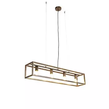 QAZQA - Industrial I Vintage I Industrial I Vintage I Подвесной светильник I Подвесной светильник I Подвесной светильник ржаво-коричневого цвета, 4 лампы - Клетка I Гостиная I Спальня - Прямоугольная сталь - Подходит для светодиодов E27, коричне...