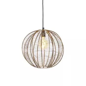 QAZQA - Industrial I Vintage I Industrial I Vintage I Подвесной светильник I Подвесной светильник I Подвесной светильник бронзовый с черным 38 см - Dong I Гостиная I Спальня - Круглая сталь - Подходит для светодиодов E27, бронза