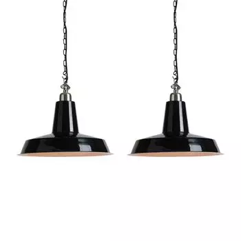 QAZQA - Industrial I Vintage I Комплект с 2 лампочками Industrial I Vintage Подвесной светильник I Подвесной светильник I Подвесные светильники черного цвета - Warrior I Гостиная I Спальня - круглая сталь - Подходит для светодиодов E27, черный