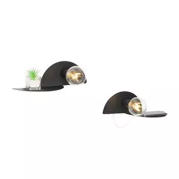 QAZQA - Industrial I Vintage I Набор из 2 современных настенных светильников черного цвета с USB - Valerie I Гостиная I Спальня - Круглая сталь - Подходит для светодиодов E27, черный