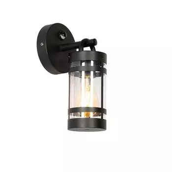 QAZQA - Industrial I Vintage I Настенный светильник для наружного освещения, черный IP44 с датчиком движения - Ruben I Наружное освещение - Цилиндр из нержавеющей стали - Подходит для светодиодов E27