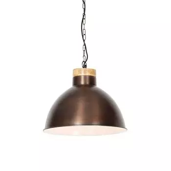 QAZQA - Industrial I Vintage I Подвесной светильник Vintage I Подвесной светильник I Подвесной светильник из меди с деревом - Указатель I Гостиная I Спальня - Круглая сталь - Подходит для светодиодов E27, медь