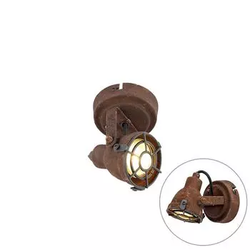 QAZQA - Industrial I Vintage I Smart Spot I Spotlight I Потолочный точечный светильник I Потолочный точечный светильник I Spotlight I Лампа I Light Rust Brown, включая WiFi GU10 - Диммер Sorra I Диммируемая I Гостиная I Спальня - Сталь R, коричн...