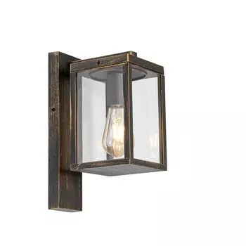 QAZQA - Industrial I Vintage I Vintage Настенный фонарь для наружного освещения Античное золото I Латунь IP44 - Charlois I Наружное освещение - Алюминий прямоугольный - Подходит для светодиодов E27