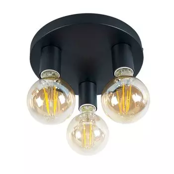 QAZQA — Классический I Антикварный промышленный потолочный светильник I Потолочный светильник I Лампа I Черный светильник — Комната с 3 лампочками I Гостиная I Спальня — Стальной цилиндр — Подходит для светодиодов E27