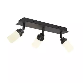 QAZQA - Modern Modern BadSpot I Прожектор I Потолочный прожектор I Потолочный прожектор I Прожектор I Лампа I Свет Черный 3-световой точечный светильник с пламенем IP44 - Japie - Стальной прямоугольный - Подходит для светодиодов G9