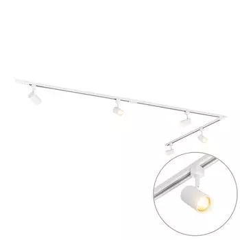 QAZQA - Modern Modern белая рельсовая система I Прожектор I Прожектор потолочный I Прожектор потолочный I Прожектор с 5 лампами I Прожектор I Потолочный прожектор I Потолочный прожектор I Прожектор I Лампа I Свет 1-фазный -, белый