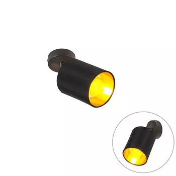 QAZQA — Modern Modern Dot Black Регулируемый — Высокий I Гостиная I Спальня — Текстильный цилиндр I Круглый — Подходит для светодиодов E14, черный