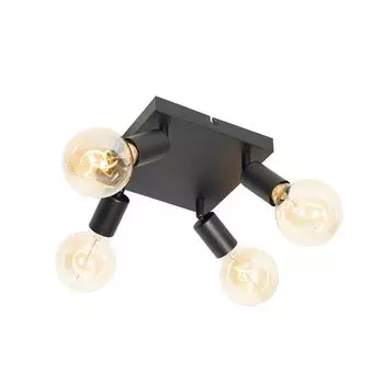 QAZQA — Modern Modern Spot I Spot Light I Потолочный точечный светильник I Потолочный точечный светильник I Spotlight I Лампа I Black Square 4-Light Spot Bar Light — Facil I Гостиная I Спальня — Steel Square, черный