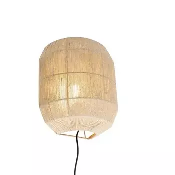 QAZQA - Настенный светильник Oriental Oriental, черный с веревкой - Riki I гостиная I спальня - круглый - светодиодный, подходит E27, бежевый