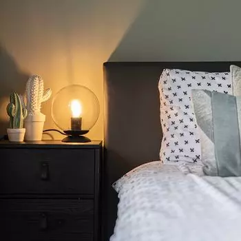 QAZQA - Настольная лампа в стиле ар-деко, черная - Pallon I гостиная I спальня - стеклянный шар I сферический - светодиод подходит E27, прозрачный