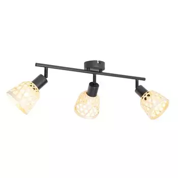 QAZQA - Oriental Oriental Spot I Spot Light I Потолочный точечный светильник I Потолочный точечный светильник I Spotlight I Лампа I Свет черный с бамбуковым 3-световым точечным светильником - Rayan I Гостиная I Спальня - Ba, белый