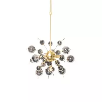 QAZQA - Подвесной светильник Design I Подвесной светильник I Подвесной светильник из латуни с затемненным стеклом, 4 лампы - Explode I Гостиная I Спальня - круглый - Подходит для светодиодов G9, золото