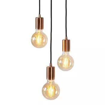 QAZQA - Подвесной светильник в стиле ар-деко Design I Подвесной светильник I Подвесной светильник медь - Facil с 3 лампочками I Гостиная I Спальня - Стальной цилиндр - Подходит светодиод E27