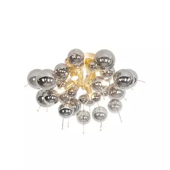 QAZQA - Потолочный светильник Design I Потолочный светильник I Лампа I Light из латуни с затемненным стеклом, 4 лампы - Explode I Гостиная I Спальня - круглый - Подходит для светодиодов G9, золото