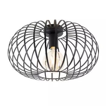 QAZQA — Потолочный светильник Design Smart I Потолочный светильник I Лампа I Light Black 39 см, включая Wi-Fi G95 — Диммер Joanna I С регулируемой яркостью I Гостиная I Спальня — Сталь круглая — Подходит для светодиодов E27, черный