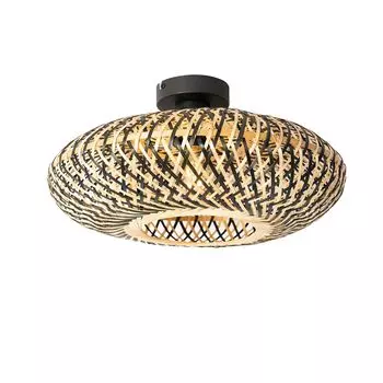 QAZQA - Потолочный светильник Oriental Oriental, черный бамбук 40 см - Острава I гостиная I спальня - Бамбук круглый - Светодиод подходит E27