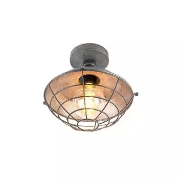 QAZQA - Промышленность I Винтаж I Промышленность I Винтаж I Потолочный светильник I Потолочный светильник I Лампа I Светильник античное серебро 25,5 см - Курс I Гостиная I Спальня - Сталь круглая - Подходит для светодиодов E27