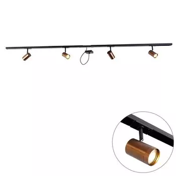 QAZQA - Современная 1-фазная шинная система I Прожектор I Потолочный спот I Потолочный спот I Прожектор темно-бронзовый с 4-ламповой штангой Прожектор I Прожектор I Потолочный спот I Потолочный спот I Прожектор I Лампа I Le