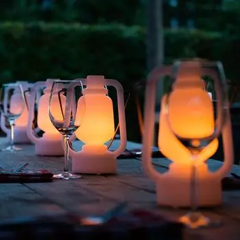 QAZQA - Современная настольная лампа с эффектом белого пламени 22 см - Наружное освещение Storm Mini I - пластик круглый - I (несменный) LED, белый