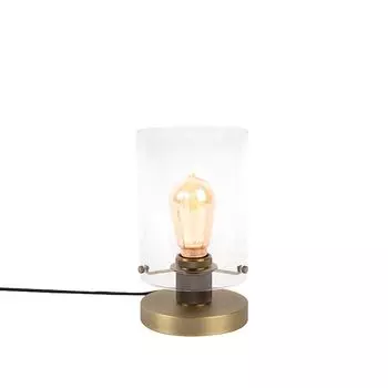 QAZQA - Современная скандинавская настольная лампа из бронзы со стеклом - Купол I гостиная I спальня - стальной цилиндр - светодиод подходит E27, бронза