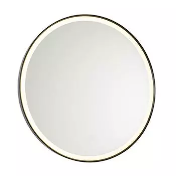 QAZQA - Современное черное зеркало для ванной I для ванной комнаты 70 см, включая светодиодный светильник с сенсорным диммером - Диммер с сенсорной функцией Miral I с регулируемой яркостью - стекло круглое - I (не заменяемый) LED., черный