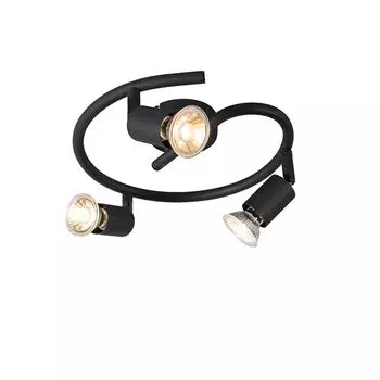QAZQA — Современные индустриальные пятнистые черные кудри — Спот-бар Jeany с 3 лампами I гостиная I спальня — круглая сталь — светодиод подходит для GU10, черный
