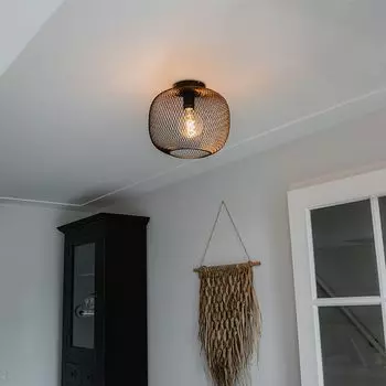 QAZQA - Современный черный потолочный светильник I Потолочный светильник I Лампа I Light - Bliss Mesh I Гостиная I Спальня - Стальной шар I Сферический - Подходит для светодиодов E27