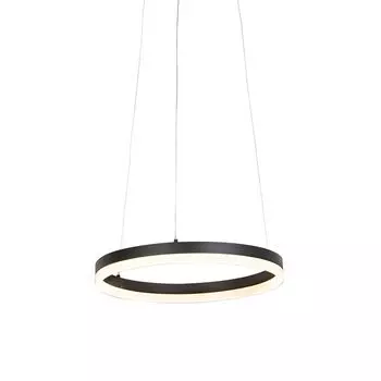 QAZQA - Современный дизайн кольцевой подвесной светильник I Подвесной светильник I Подвесной светильник черный 40 см со светодиодом и диммером - Anello I гостиная I спальня - алюминиевый круглый - I (несменный) светодиод