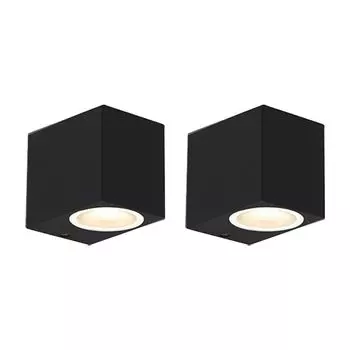 QAZQA - Современный комплект из 2 современных настенных светильников для наружного освещения, черный IP44 - Наружное освещение Baleno I I - прямоугольный из нержавеющей стали - Подходит для светодиодов GU10