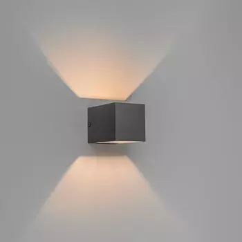 QAZQA — Современный комплект из 3 современных настенных светильников антрацитового цвета — Transfer I гостиная I спальня — алюминиевый квадрат — светодиод подходит G9, темно-серый