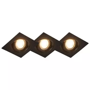 QAZQA - Современный набор из 3 встраиваемых точечных светильников черного цвета, включая светодиоды с 3-ступенчатой регулировкой яркости - Диммер Miu I с регулировкой яркости I гостиная I спальня - пластиковый квадрат - I (не заменяемый) LED,...