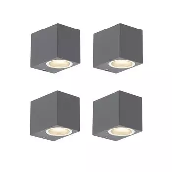 QAZQA - Современный набор из 4 современных настенных светильников для наружного освещения антрацитового цвета IP44 - Наружное освещение Baleno I I - алюминиевый прямоугольный - Светодиод подходит для GU10, темно-серый