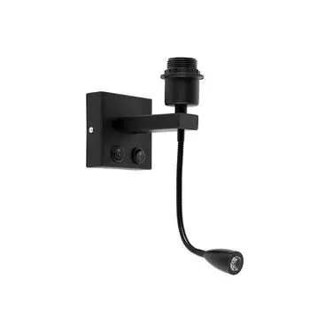 QAZQA - Современный настенный светильник черный с гибким кронштейном - Brescia Combi I гостиная I спальня - стальной квадрат - I E27