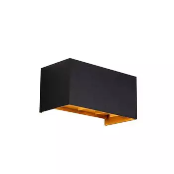 QAZQA - Современный настенный светильник для наружного освещения, черный с золотом I, латунный светодиод, 4 лампы IP54 - Наружное освещение Edwin I - алюминиевый прямоугольный - I (несменный) светодиод.